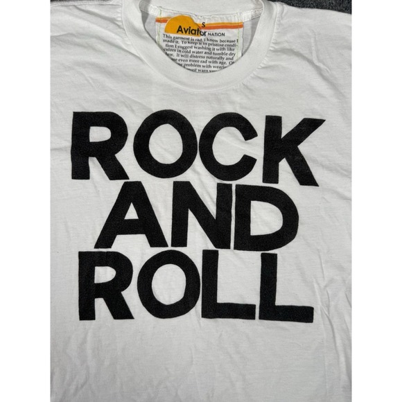 Aviator Nation Rock and Roll Graphic Tee Womens Small White Casual Top EUC - Picture 2 of 10